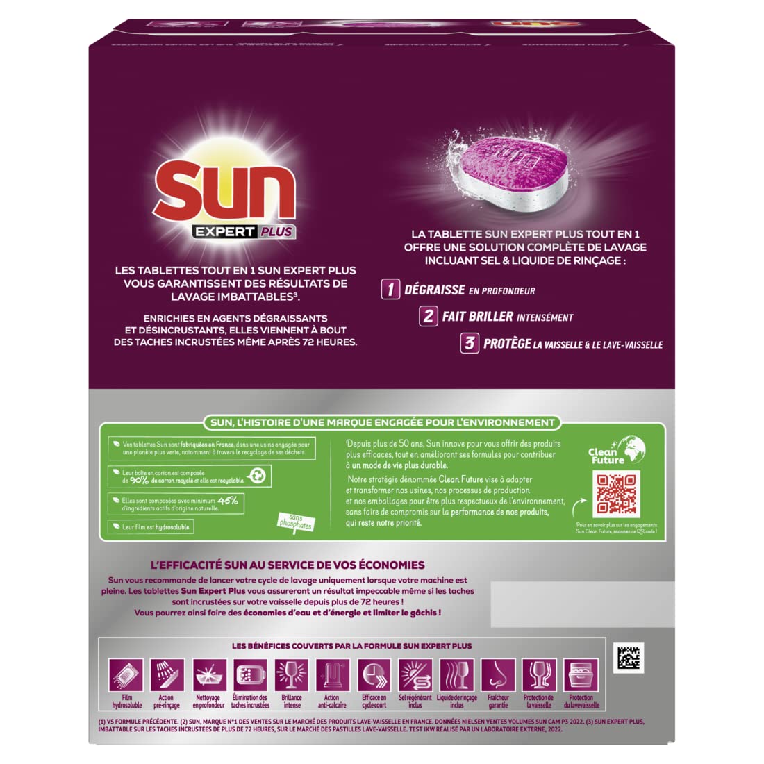 SUN - Pastilles Lave-Vaisselle Tout-en-1 - 80 Capsules - Expert Plus - imbattable sur les taches incrustées de + de 72h - dégraisse et fait briller