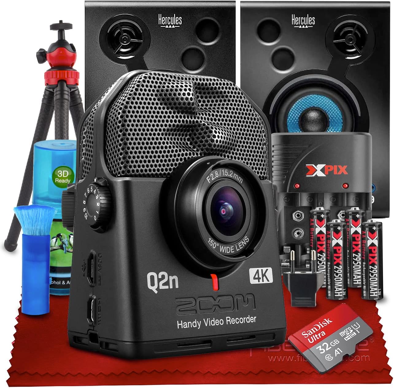 Zoom Q2n4K Handy Video Recorder Work From Home Kit with Samson MediaOne M30 Powered