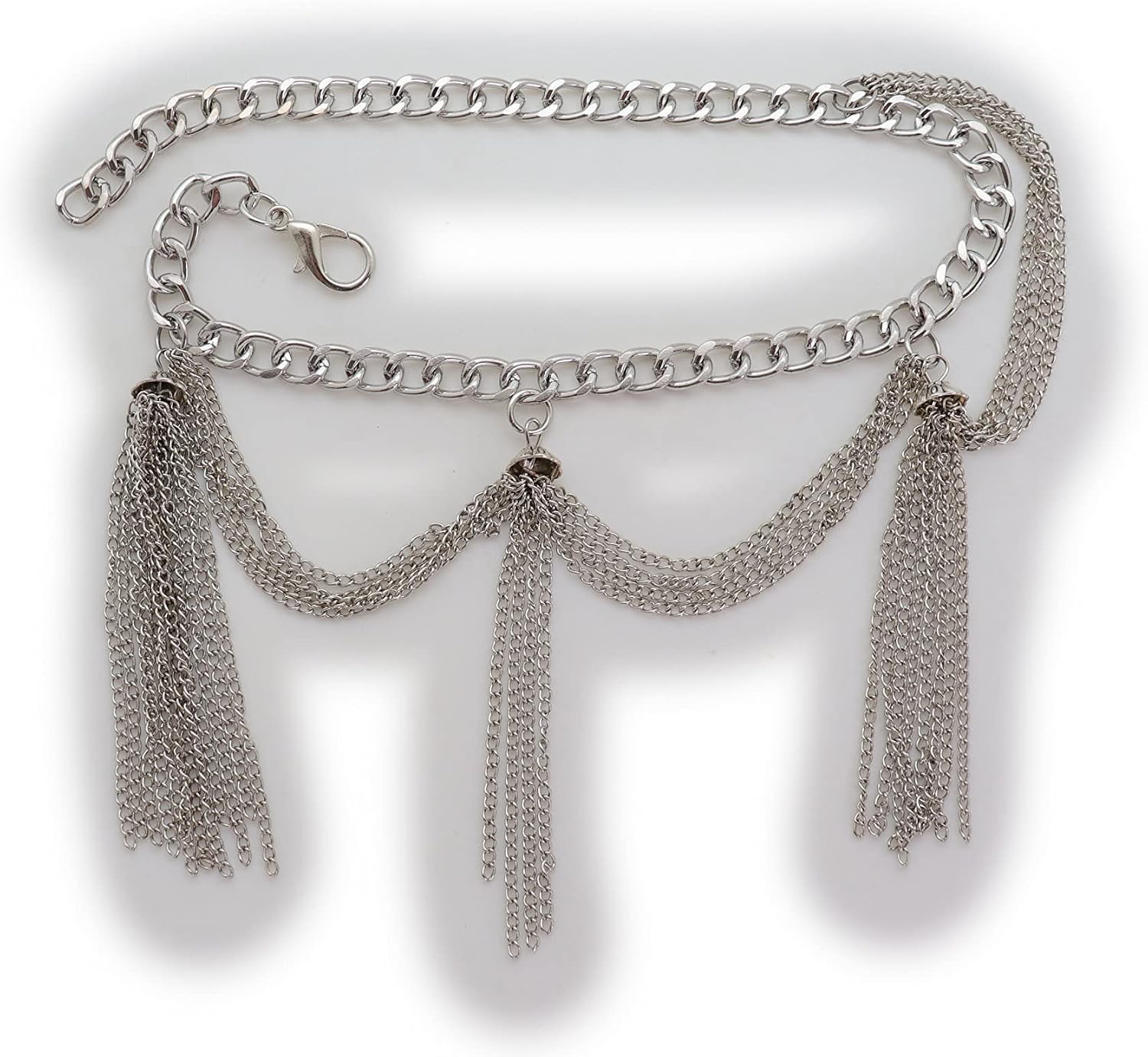 TrendyFashionJewelry Women Fashion Silver Metal Western Boot Bracelet Chain Shoe Anklet Side Wave Fringe Tassel Charms Handmade In USA BC195