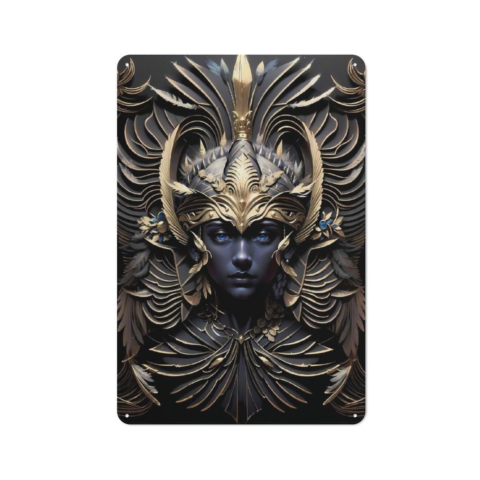 Junmoney Style-18 Metal Plaque 30X20cm With Golden Plume Majesty For Pub Or Café, Retro Decor, For Pub Decor Enthusiasts Refreshing A Room In Autumn