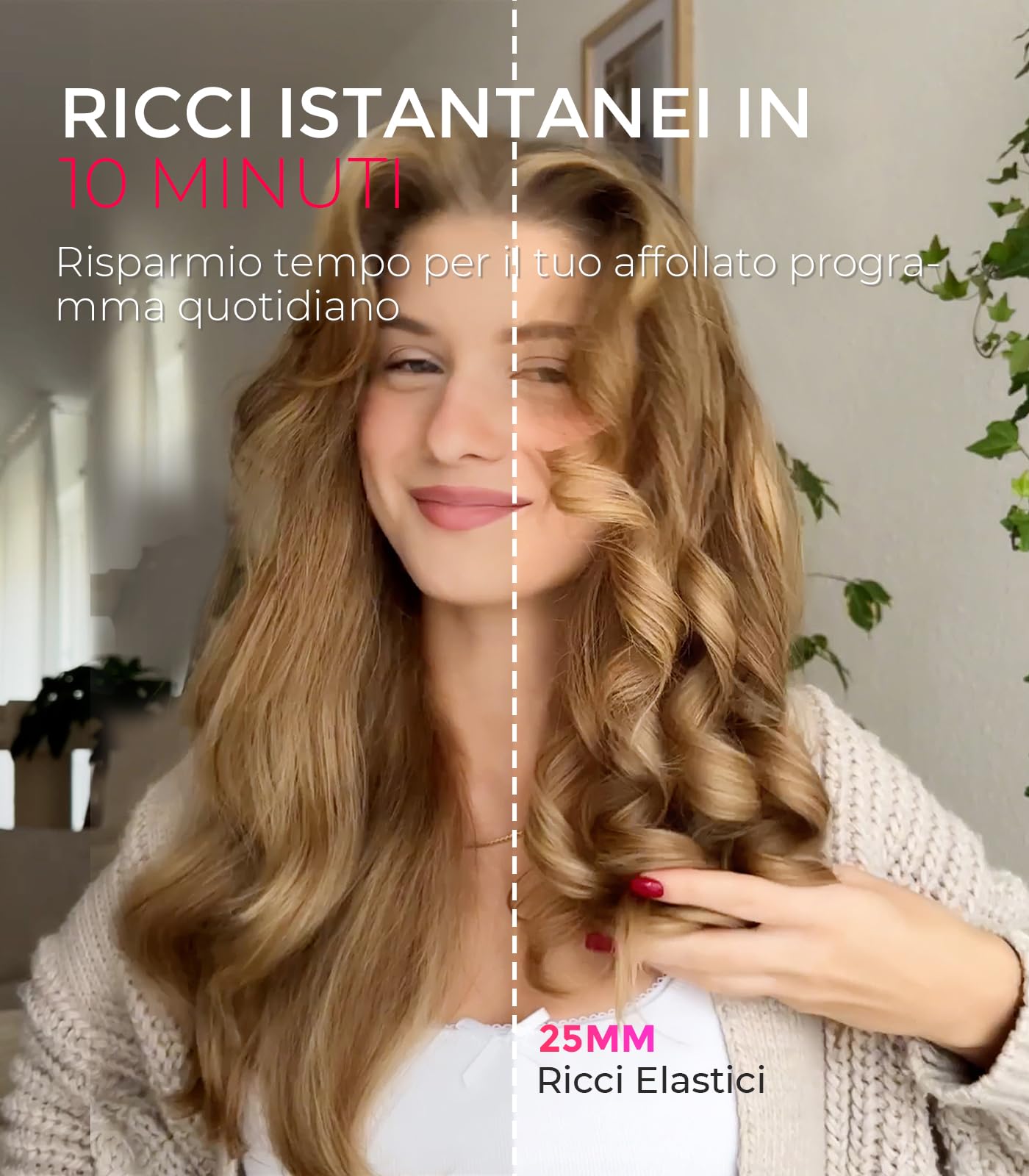 TYMO CURLPRO Arricciacapelli Automatico per Grandi Ricci -Ferro Capelli Rotante Automatico 25mm, 160-210℃, Anti-scottatura Beach Waves Piastra Boccoli per Capelli, 500M Ioni Negativi, Grigio Metallico