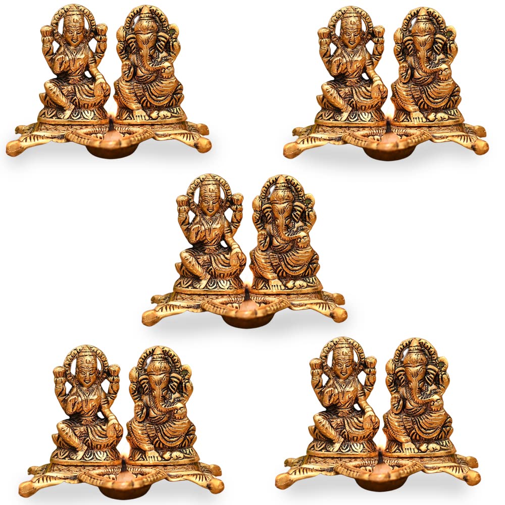 Buy Collectible India Laxmi Ganesh Murti Idol Diya Puja Deepak Metal