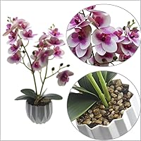 Vista 2 de Orchid Plant for Artificial Flowers,Orchid Arrangement，plantas artificiales decorativas Silk Phalaenopsis Orchid Flower with Solid Plastic Vase for