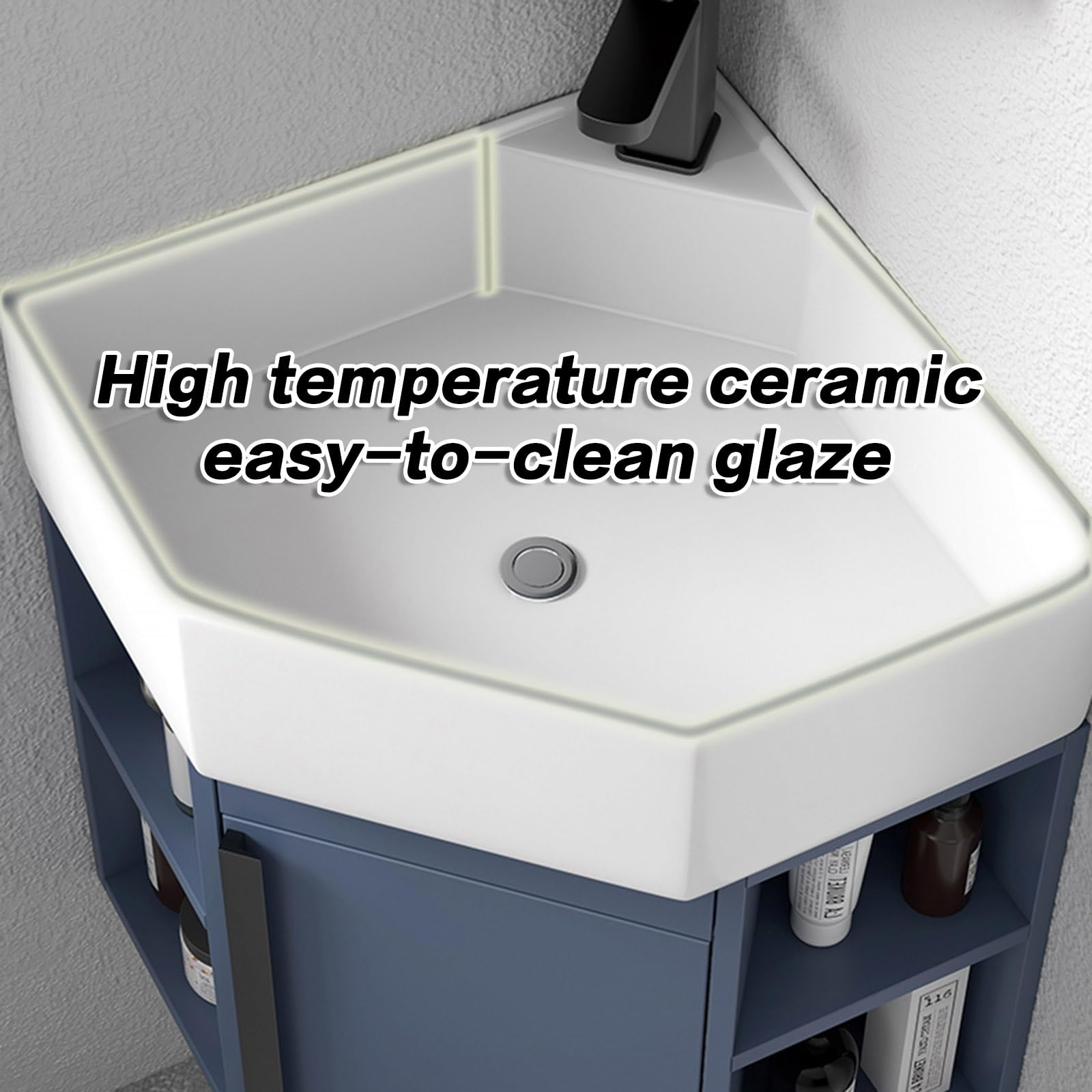 Lavandini Ad Angolo Per Bagno, Lavabo Ad Angolo Su Piedistallo, Mobile Da Bagno Con Rubinetto E Scarico, Set Di Mobili A Parete Per Piccoli Spazi, Per Piccoli Spazi, Mobiletto Sospeso A Parete ( Color