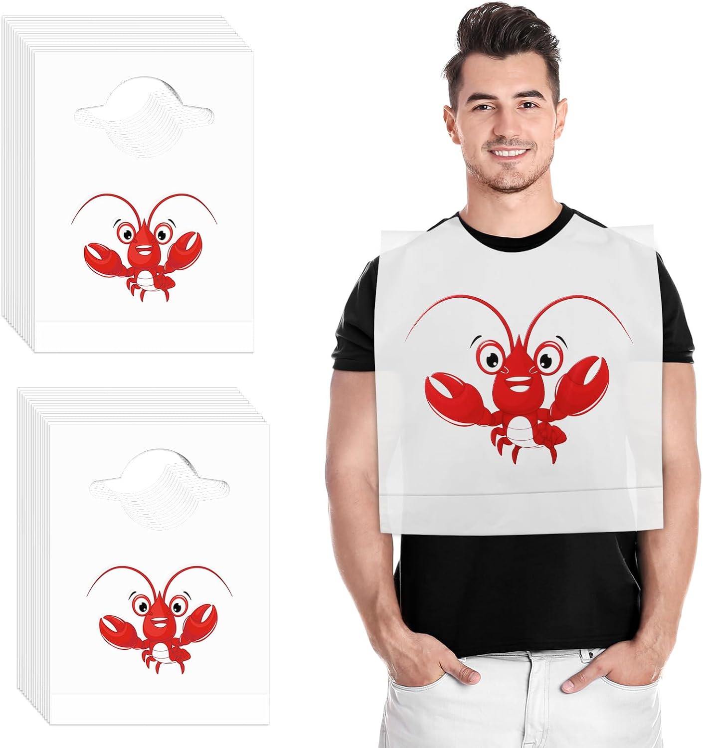 Nonley Disposable Crab Bibs - 50/100/200 Pcs Funny Plastic Adult Bibs for Crawfish Seafood Boil Party Restaurants Supplies