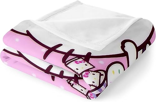 Miniatura 3 de Manta Hello Flannel de 50 x 60 pulgadas, manta de gatito de verano, aire acondicionado de felpa súper suave, forro polar para el hogar, cama, sofá