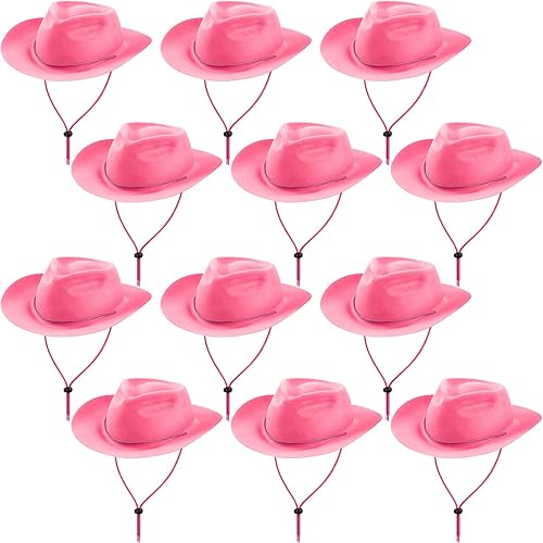 Hicarer Juego de 12 sombreros de vaquero occidentales de fieltro de ala ancha, sombreros de fiesta de vaquera para hombres, mujeres, adultos, fiesta