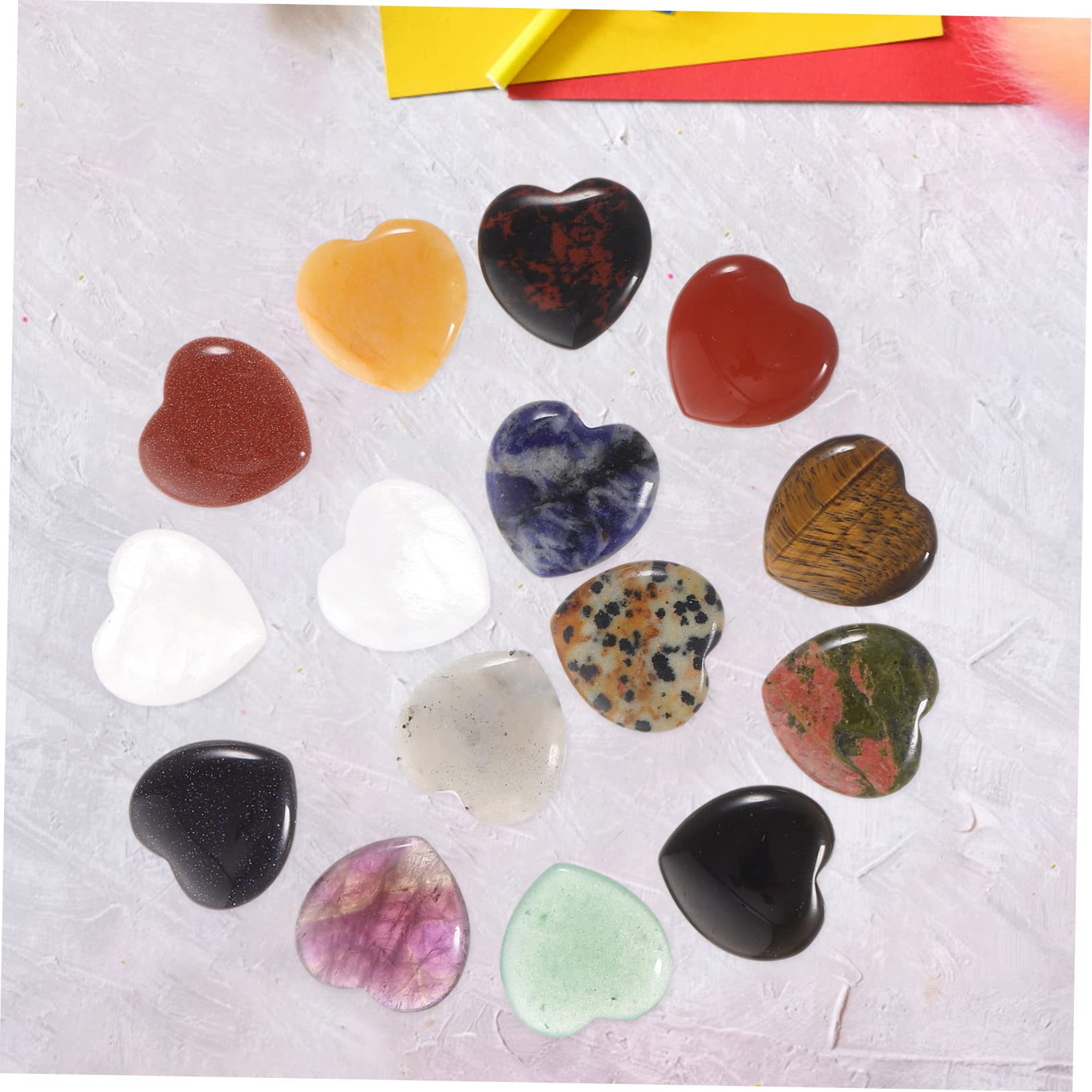 FRCOLOR 60stücke Herzförmige Naturstein-kristall-dekoration Gemischte Stile Für Tischdeko Hochzeitsfeiern Und Kreative -projekte Hochwertige Edelsteine Für Warmes
