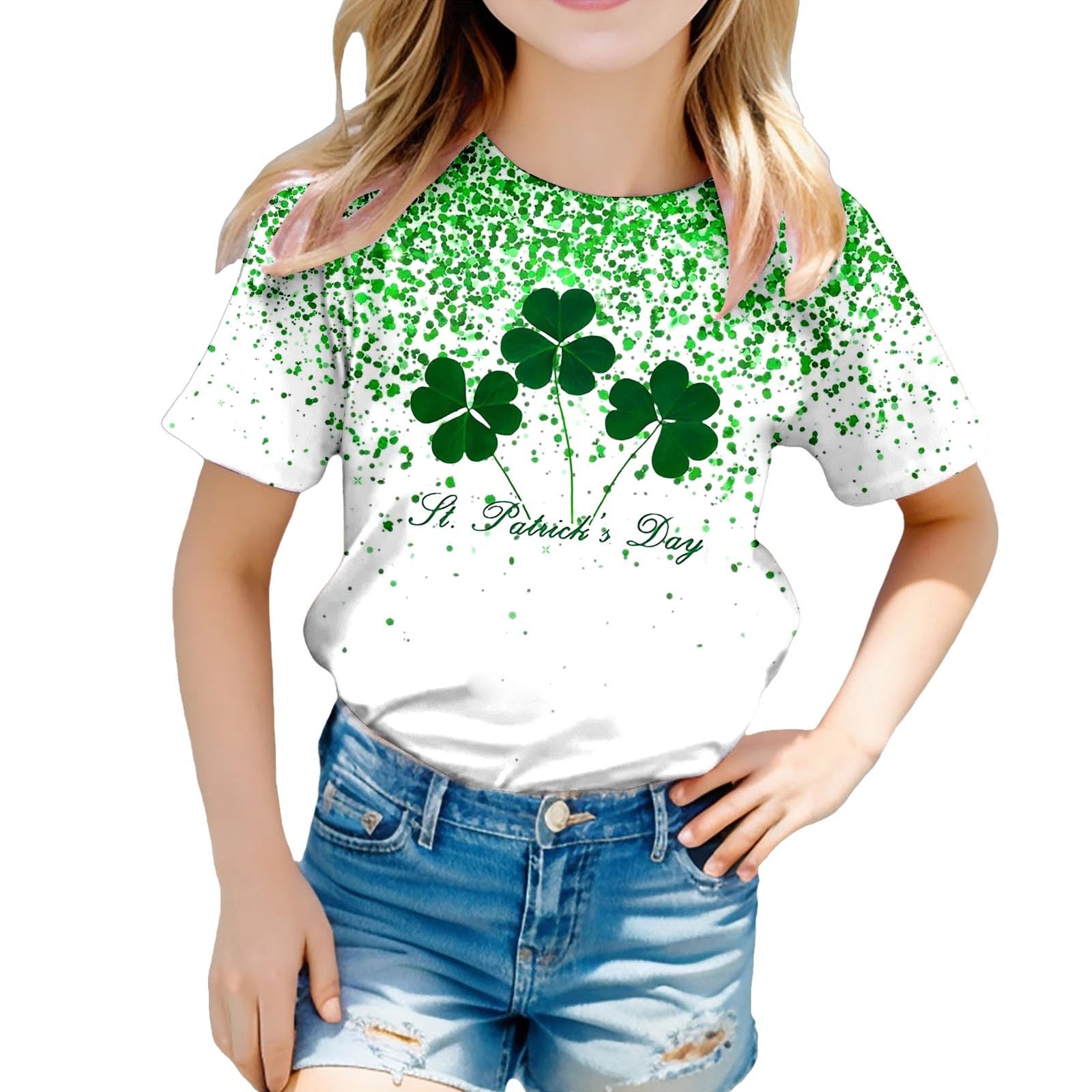 Kinder T-Shirt mit Druck Kurzarm Rundhalsausschnitt für Mädchen Jungen