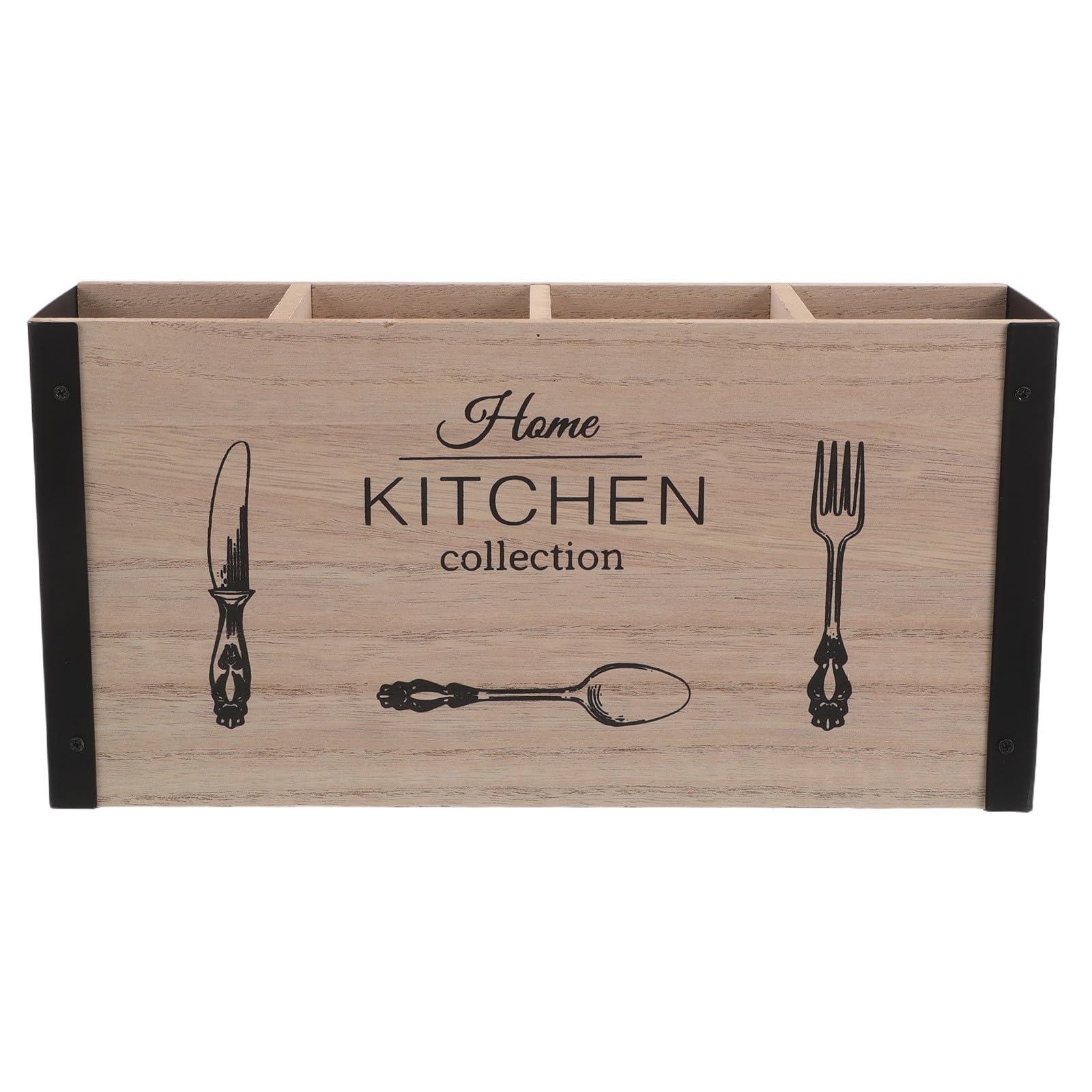 Boîte de Rangement en Bois Organisateur 4 Compartiments pour Couverts pour Couverts 4 Compartiments, Organisateur Cuisine Pratique Maison Patio Cuisine Pratique Maison Patio