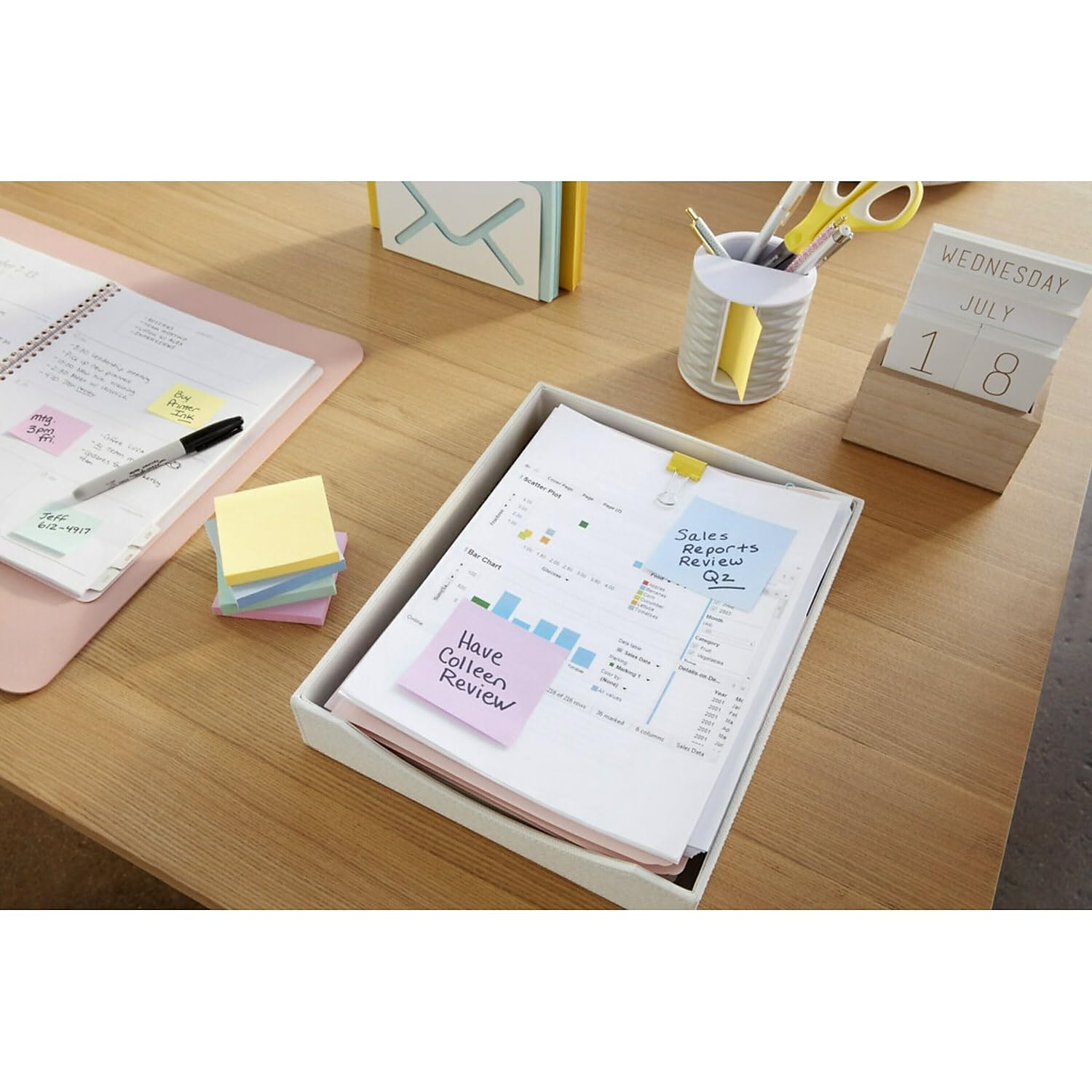 3M 654R24cpap Post-It Greener Notes Cabinet Pack, Fogli Adesivi Colorati Foglietti, 3 X 3, Helsinki Colors, 24Pk