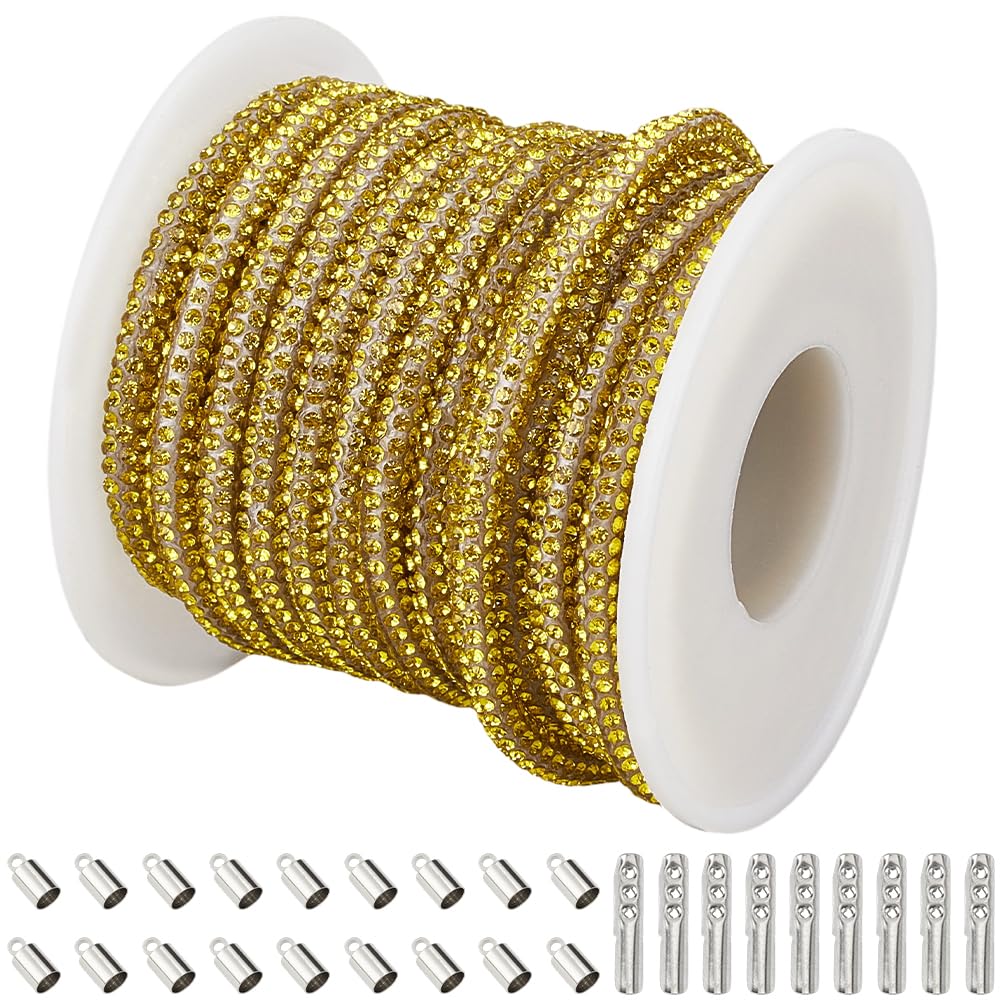 GORGECRAFT 6.5M Rhinestone Tube Cord 4mm Glitter Sequins Shoelace Shoe Laces with Aglets And Cord Ends Bling Crystal String Rope for DIY Sneakers Sweaters Sweatpants Decor Jewelry Making Crafts