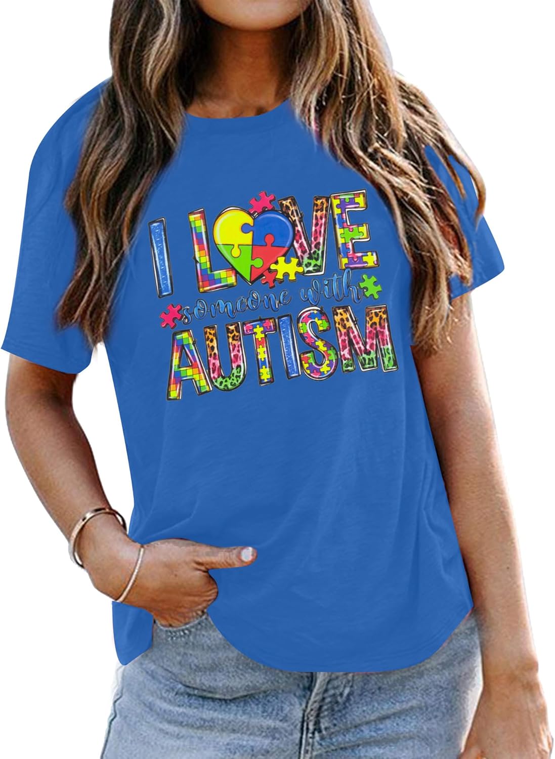 Autism Awareness Shirt Women Autism Shirts Autism Support Tops in April Blue Autism Mom Clothes Special Education Tees - Image 4