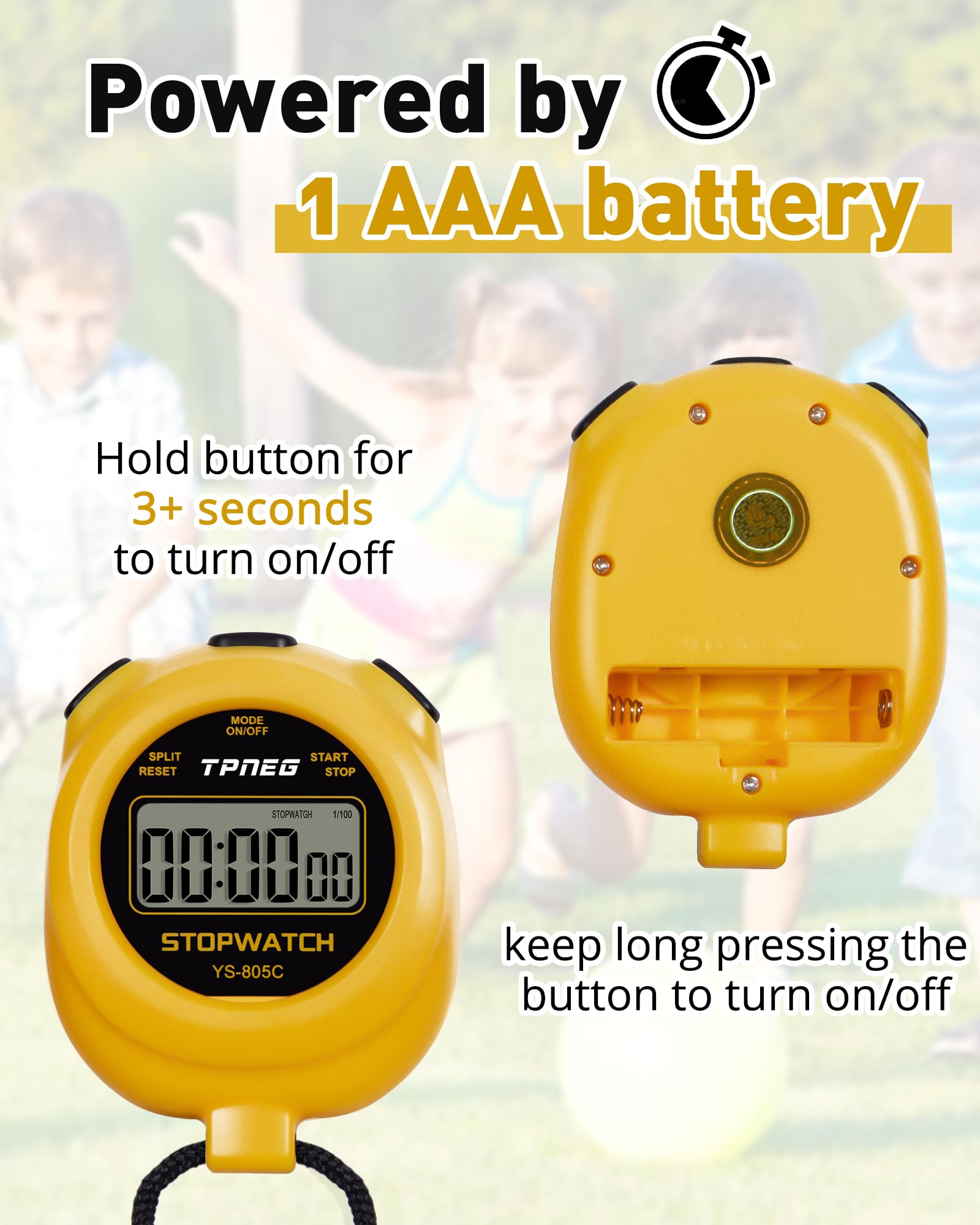 TPNEG Temporizador de cronómetro simple, fácil de usar, configurar, leer y transportar, pantalla grande, encendido/apagado, batería AAA, sin pitido por hora, ideal para niños, pista y campo, deportes,