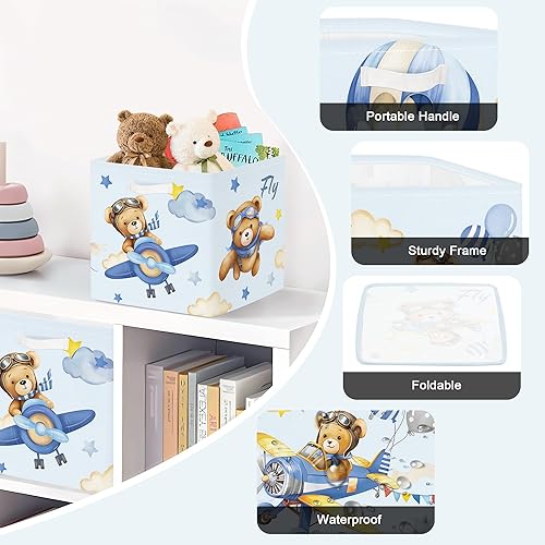 Miniatura 6 de Clastyle Juego de organizador de cubos de almacenamiento de animales de ensueño para niños, diseño de nubes, globos, armario, ropa, cubo de