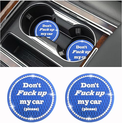 2 posavasos brillantes para automóvil, 2.75 pulgadas, antideslizante, para bebidas automáticas, con diamantes de imitación de cristal, para mujeres