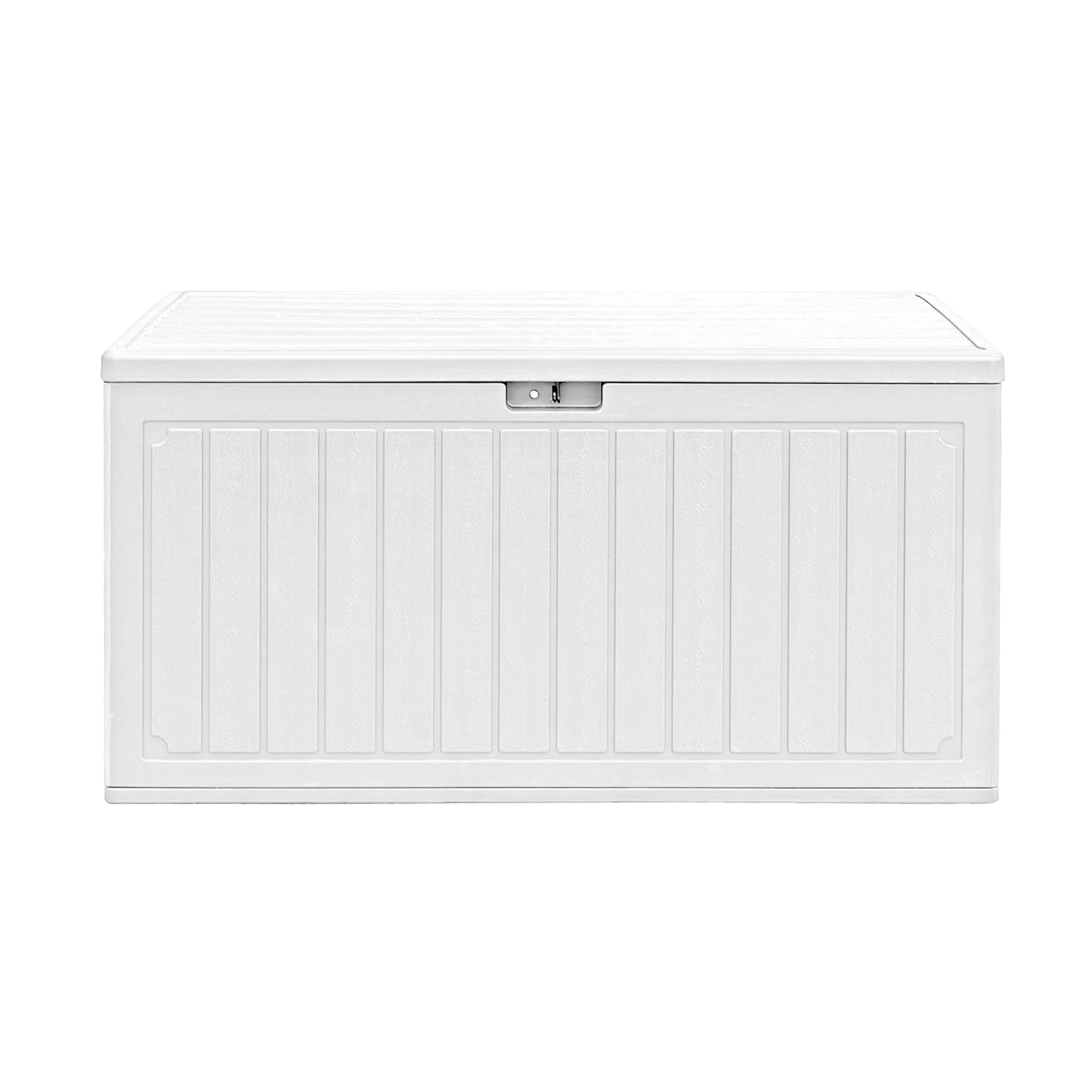 Baule da Esterno Impermeabile in Resina Cassapanca Contenitore XXL con Pistoni Bianco 113x58x58 cm