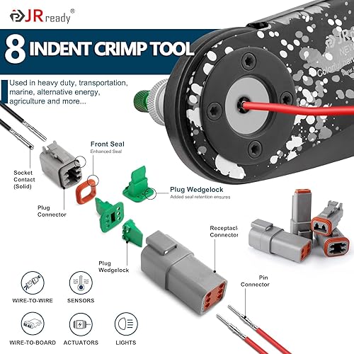 Miniatura 5 de JRready DW5009-02 Kit de conectores Deutsch - Conectores DT 2 3 4 6 8 12 pines, tamaño 16 # contactos sólidos 16-20 AWG, herramienta de crimpado