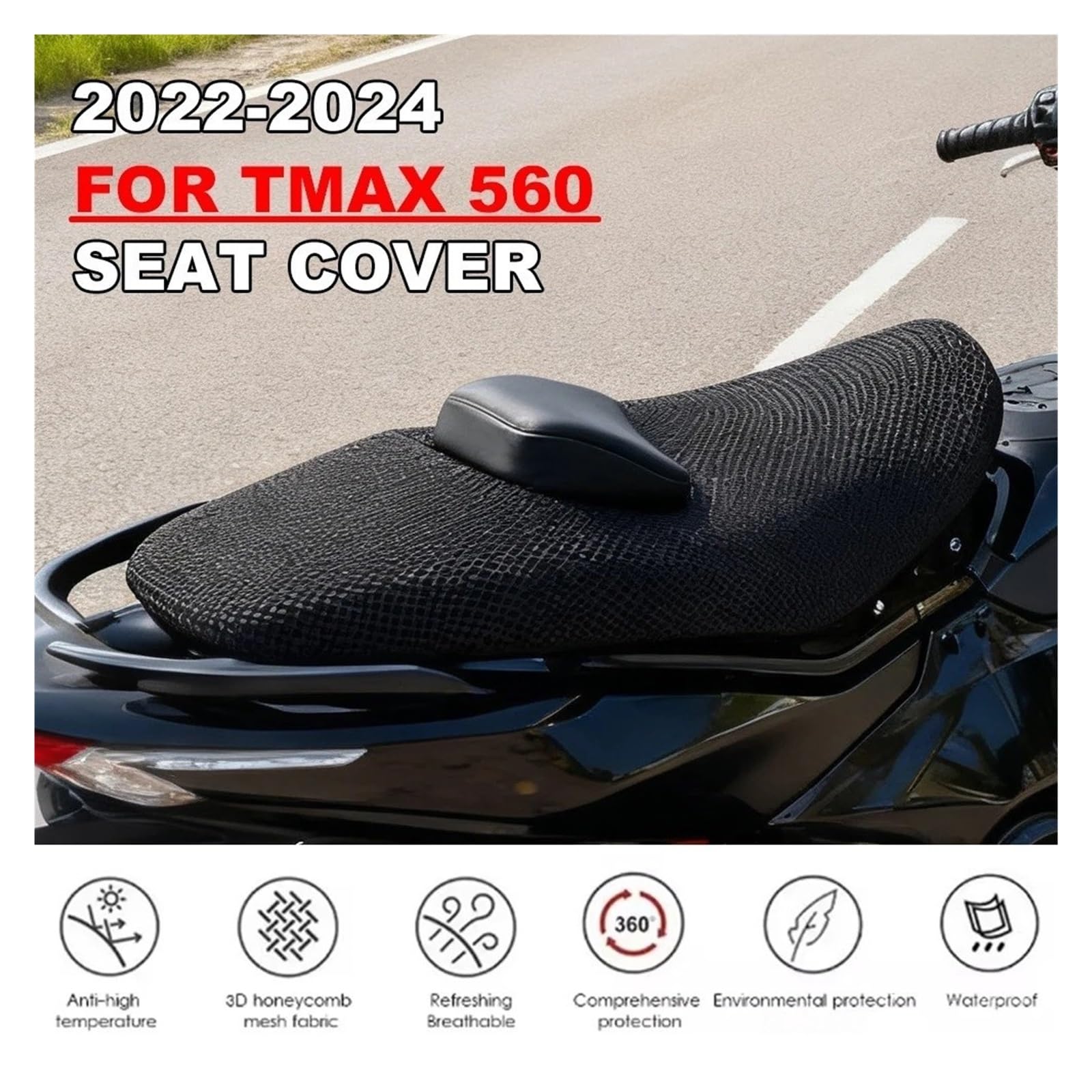 Motociclo Coprisedile Cuscino Per Yam&aha T MAX 560 3D Maglia A Nido D'ape Proteggere Cuscino In Tessuto Di Nylon Sella 2024 TMAX Accessori Copertura Di Sede Del Motociclo