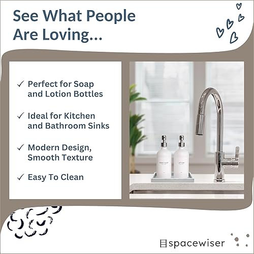 Miniatura 7 de Bandeja de encimera y tocador, 2 bandejas pequeñas de silicona de 7.7 pulgadas, bandeja de jabón de cocina, soporte para jabón de cocina,