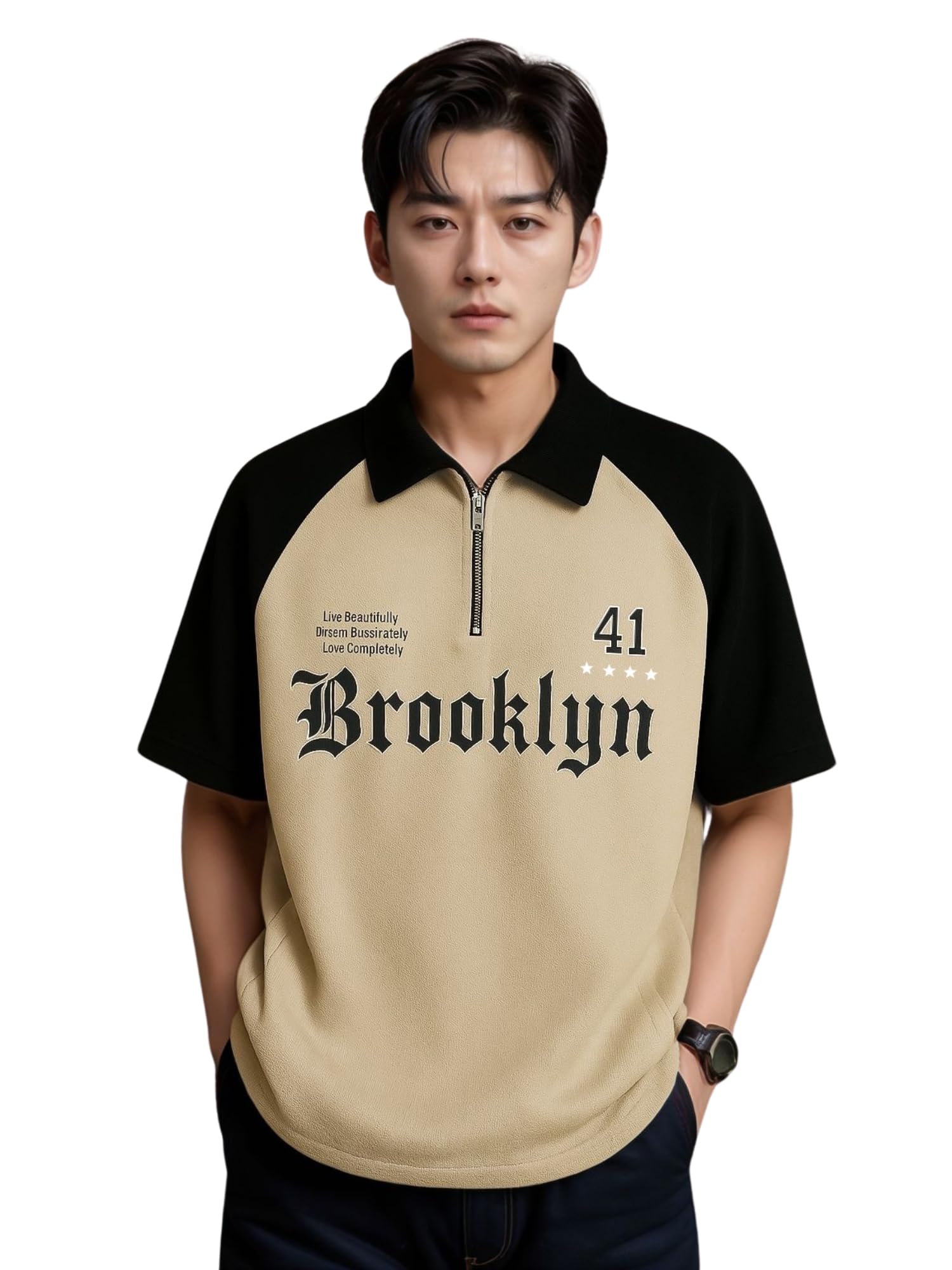 jump cuts || Mens || Printed || Polo Neck || Raglan Half Sleeve || Cotton Blend || T-Shirt-picture-21