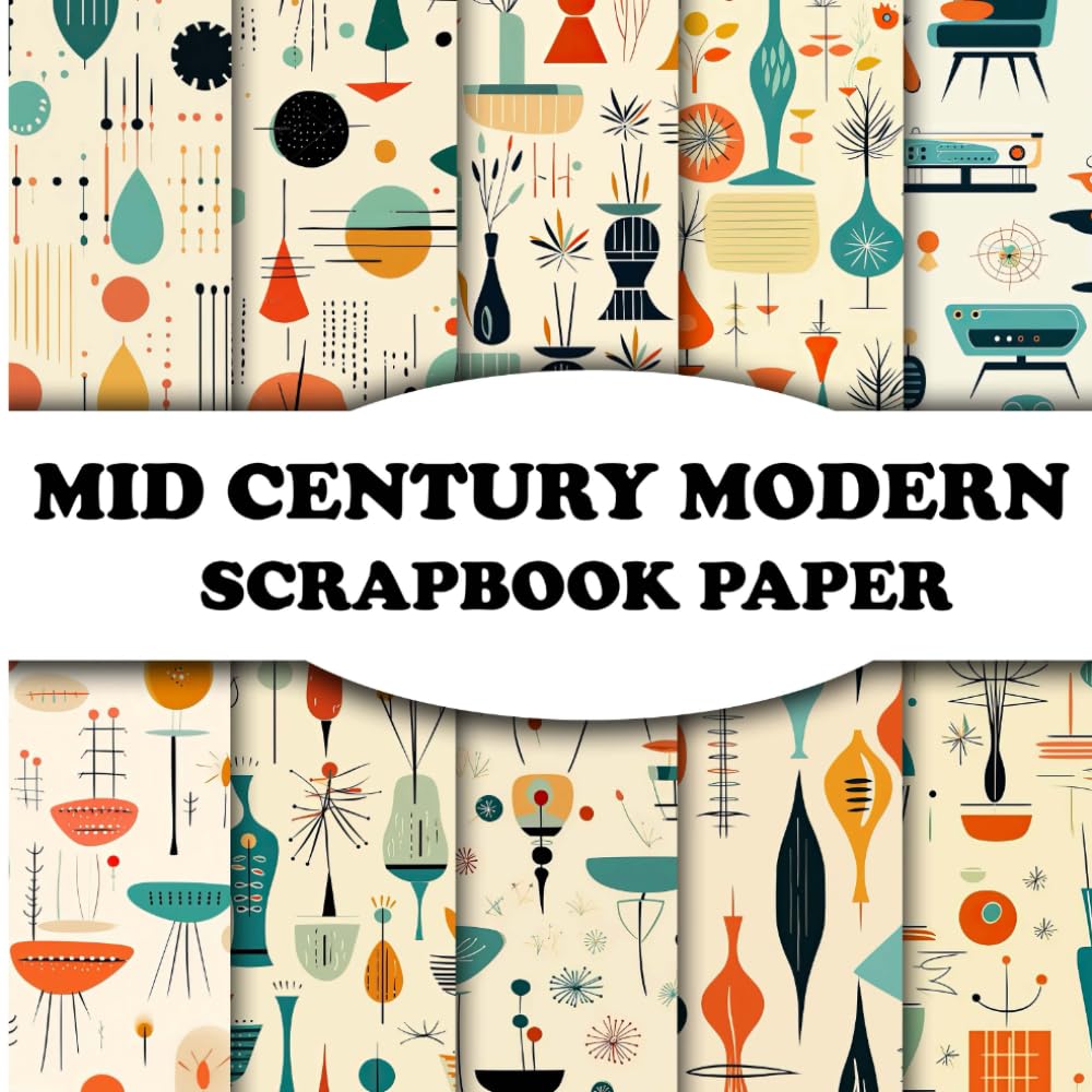 Mid Century Modern Scrapbook Paper 20 Double Sided Sheets For