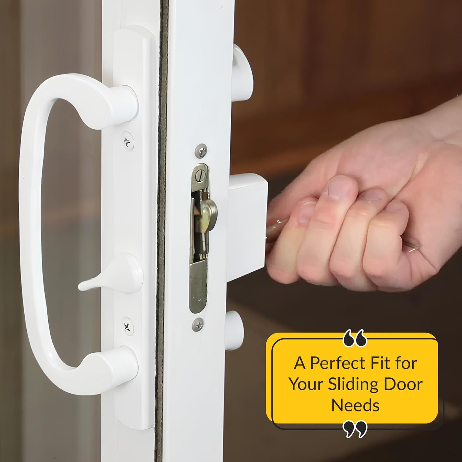 Brixwell Patio Door Handle Offset Latch, White Finish, Zinc Material, 3-15/16" Center-to-Center, 8-1/2" Height, 1" Width, Residential and Commercial Use