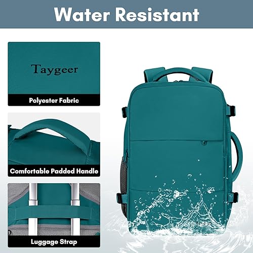 Vista 40 de Taygeer Mochila de mano para mujer, mochila de viaje de 35 litros para mujer, aprobada por aerolíneas, bonita bolsa de viaje para artículos Azul