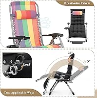 Vista 6 de Athena Collection Zero Gravity - Juego de 2 sillas de salón para exteriores con cojín, 29 pulgadas de ancho, sillas reclinables con soporte