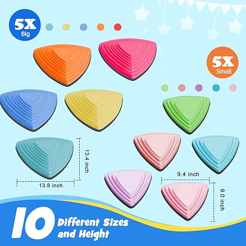 Miniatura 6 de Stepping Stones para niños, 10 juguetes sensoriales antideslizantes, juego interior y exterior que promueve el equilibrio, la coordinación y las