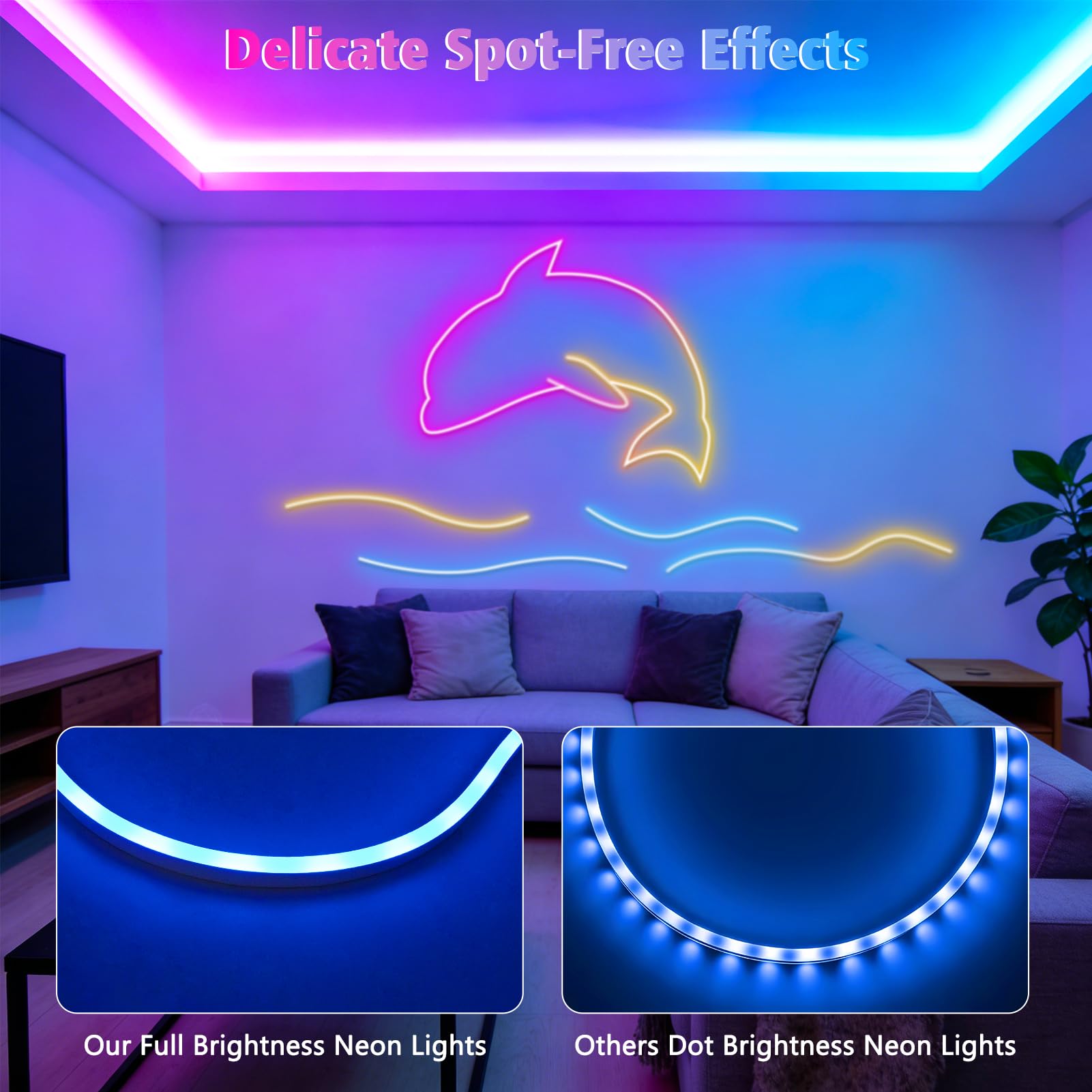 CCILAND 15 m RGB Neon LED Strip, Neon LED Streifen mit App/Fernbedienung | IP67 Wasserdicht flexible mehrfarbige LED Neon Rope Light für Gaming Schlafzimmer Innen und Außendekoration