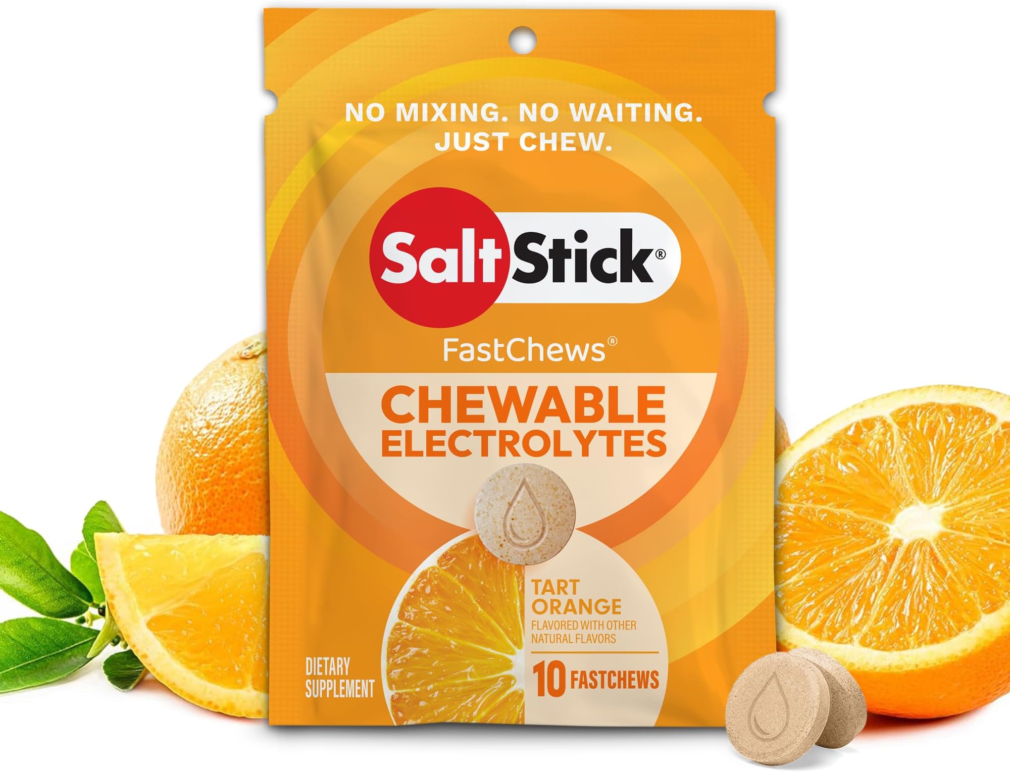 Fast Chews Coconut Pineapple Electrolyte Replacement Tablets for Rehydration 10-Pieces (10 Count, Orange)