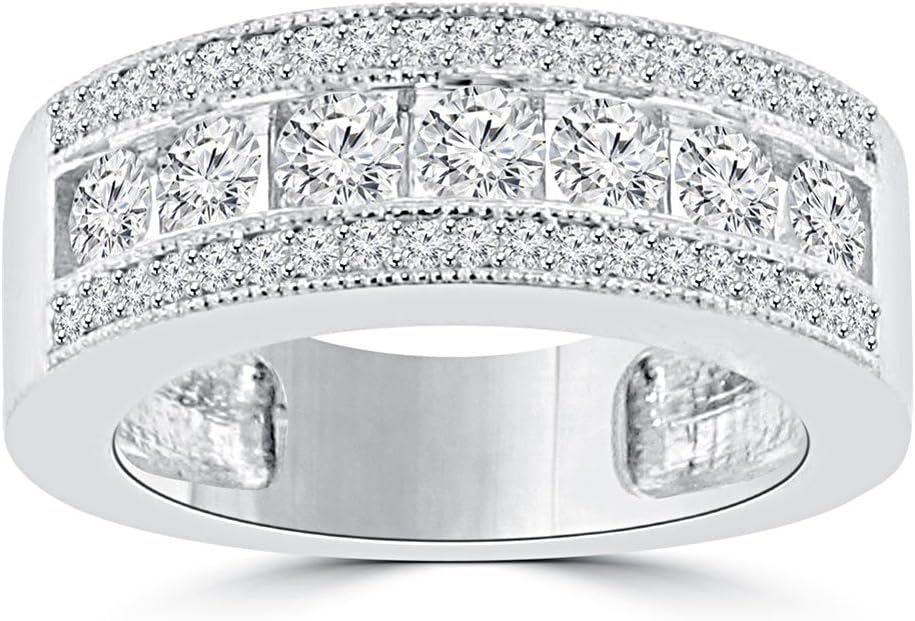 1.20 ct Ladies Round Cut Diamond Anniversary Ring in 18 kt White Gold