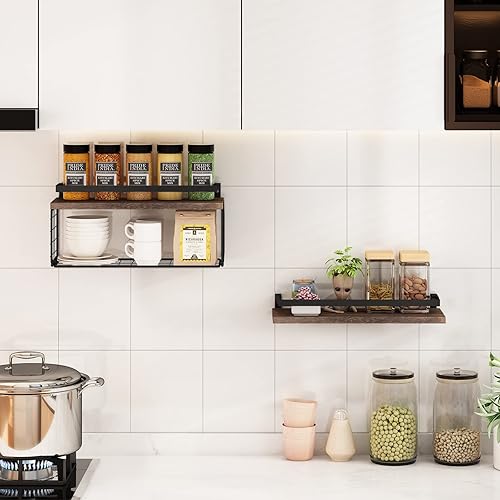 Miniatura 6 de RekRang Estantes flotantes montados en la pared, estantes de baño sobre el inodoro con cesta de almacenamiento de papel y protectores protectores,