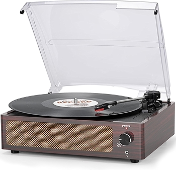Vintage Belt-Driven Turntable with Built-In Speakers for Vinyl Lovers
