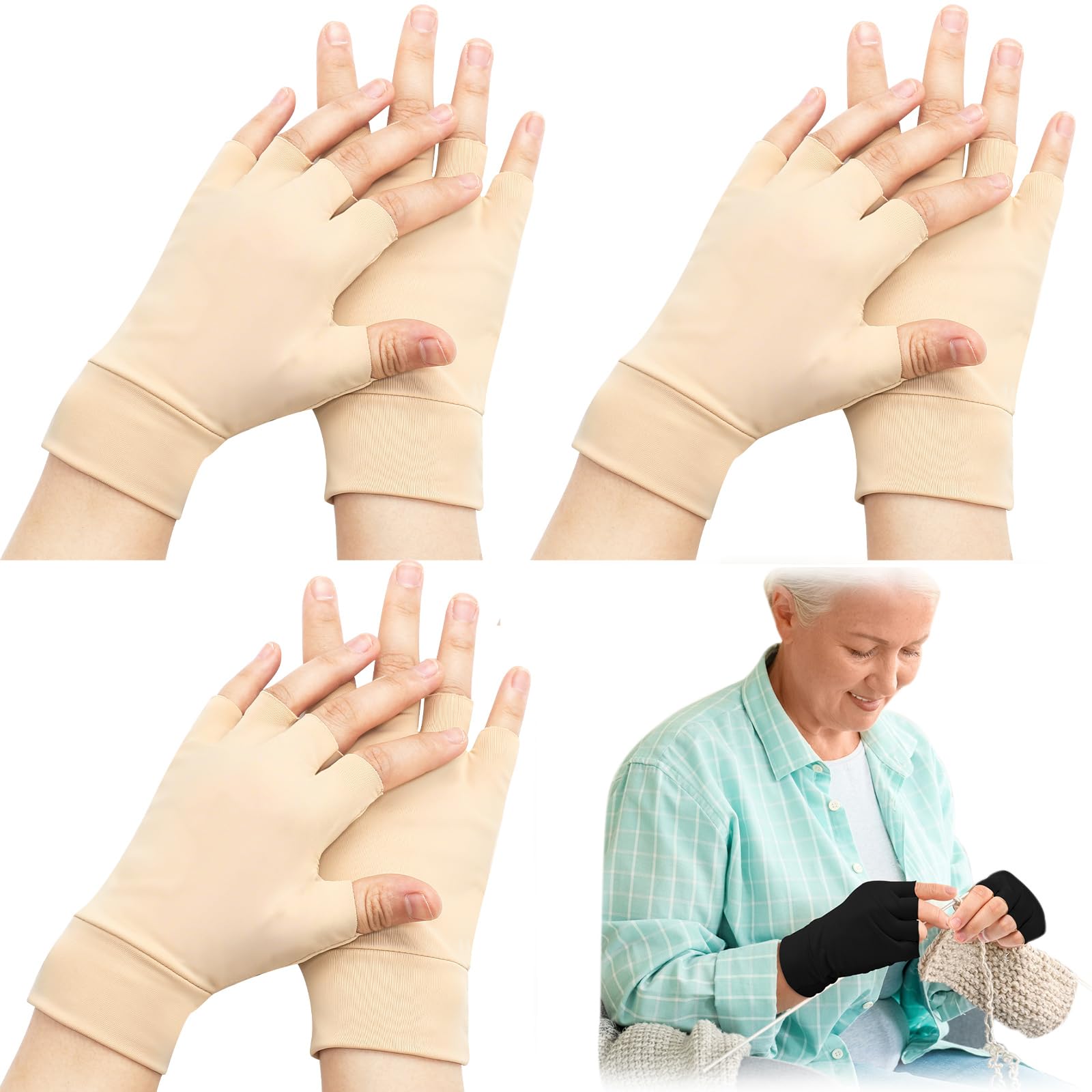 3 Pairs Elderly Skin Thin Protector Gloves