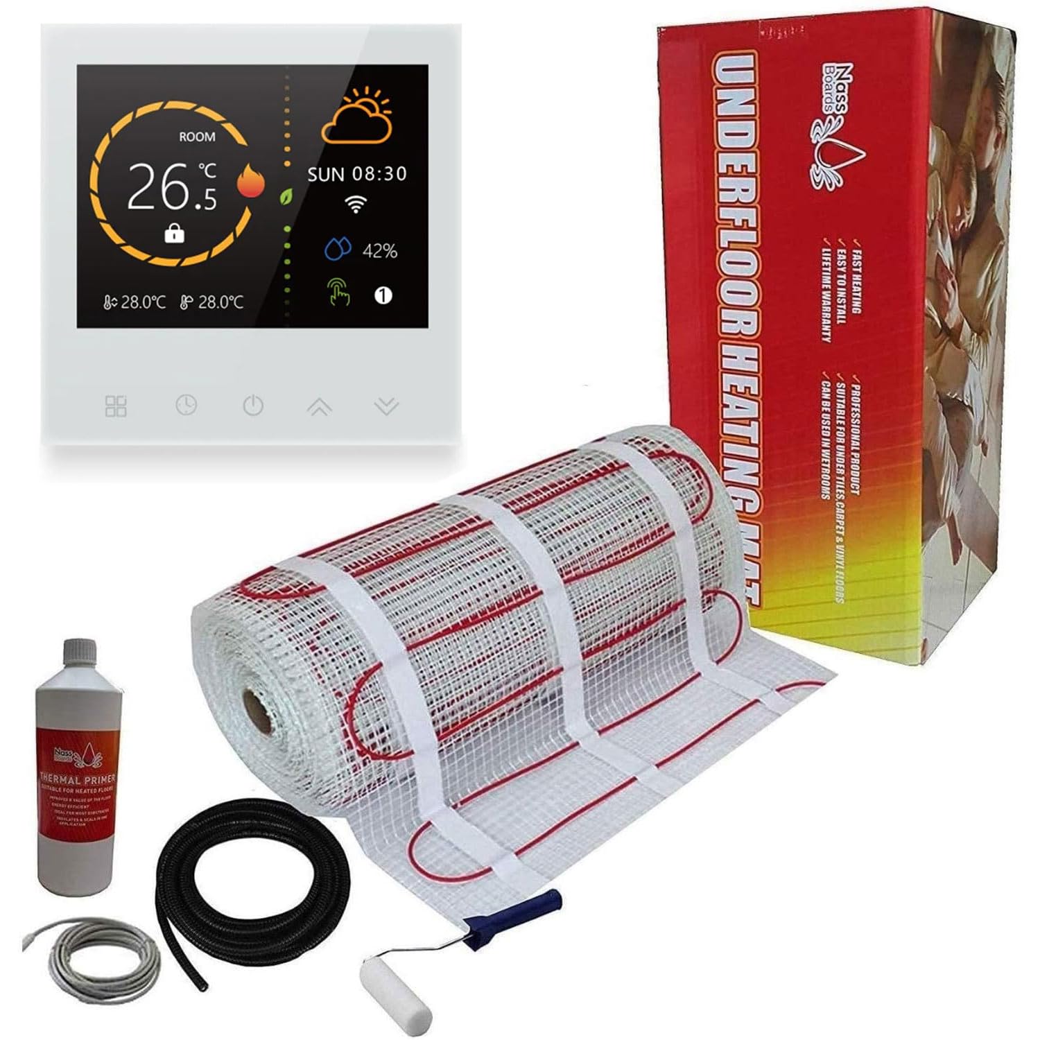 Nassboards Premium Pro Electric Underfloor Heating mat kit 200w per m² - Red Box