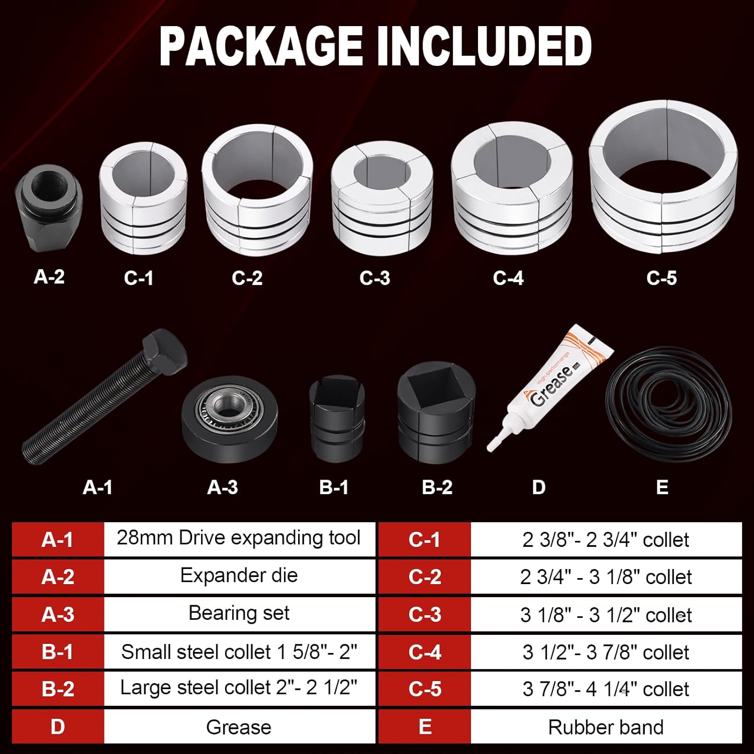 28 mm Exhaust Pipe Expander Stretcher Tool Kit 1-5/8 to 4-1/4 inch Muffler Pipe Spreader Tool for Tail Pipe Tube with Storage Case