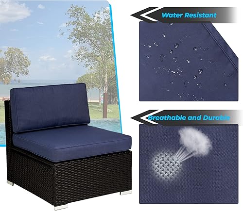Miniatura 5 de 12 fundas de cojín de repuesto para patio al aire libre, con diseño de cremallera, para muebles de patio, sofá, color azul oscuro
