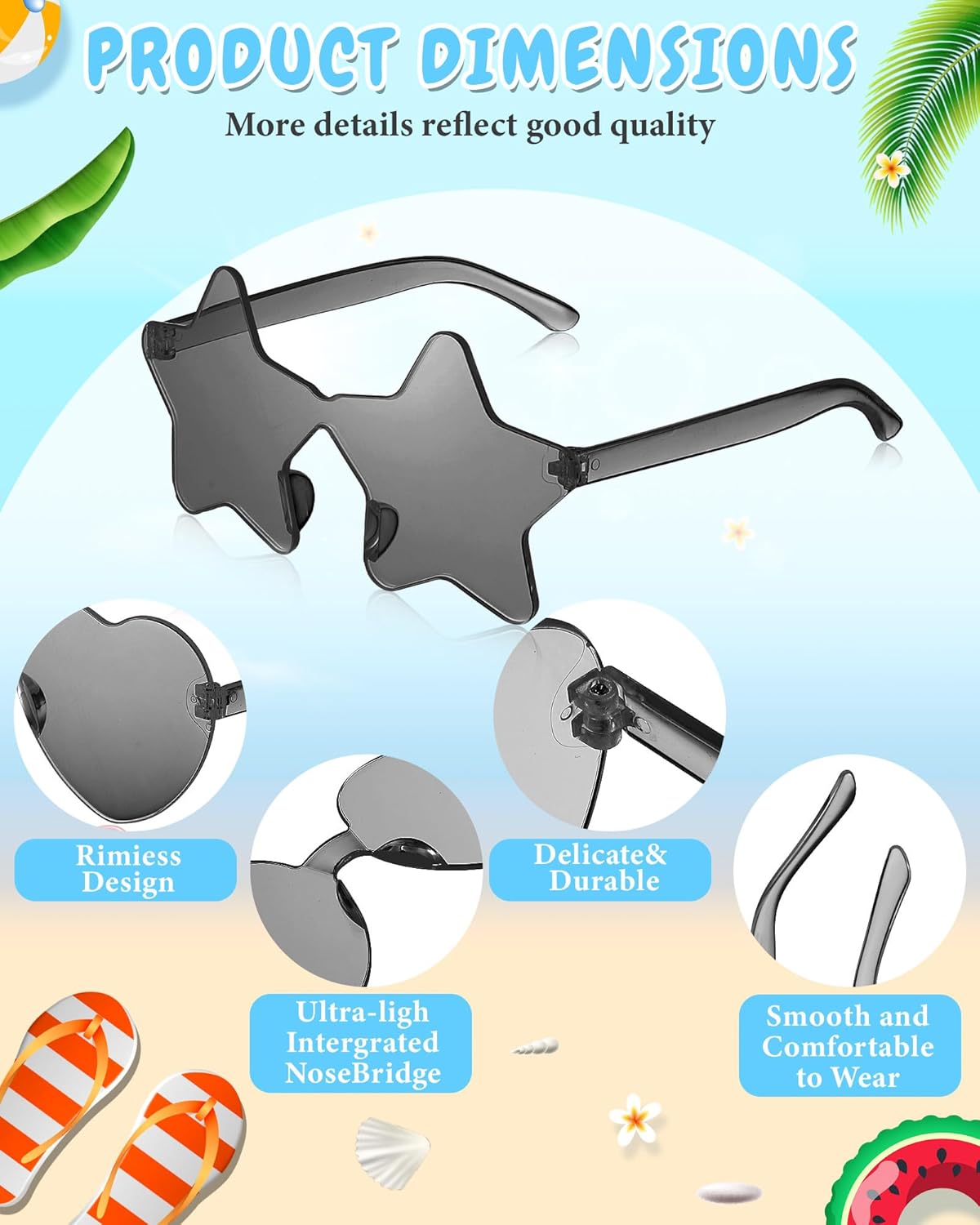 Kanayu 12 Pcs Mixed Style Rimless Sunglasses Retro Party Favors Eyewear for Bachelor Party Photoshoot Costume Accessories - Image 3