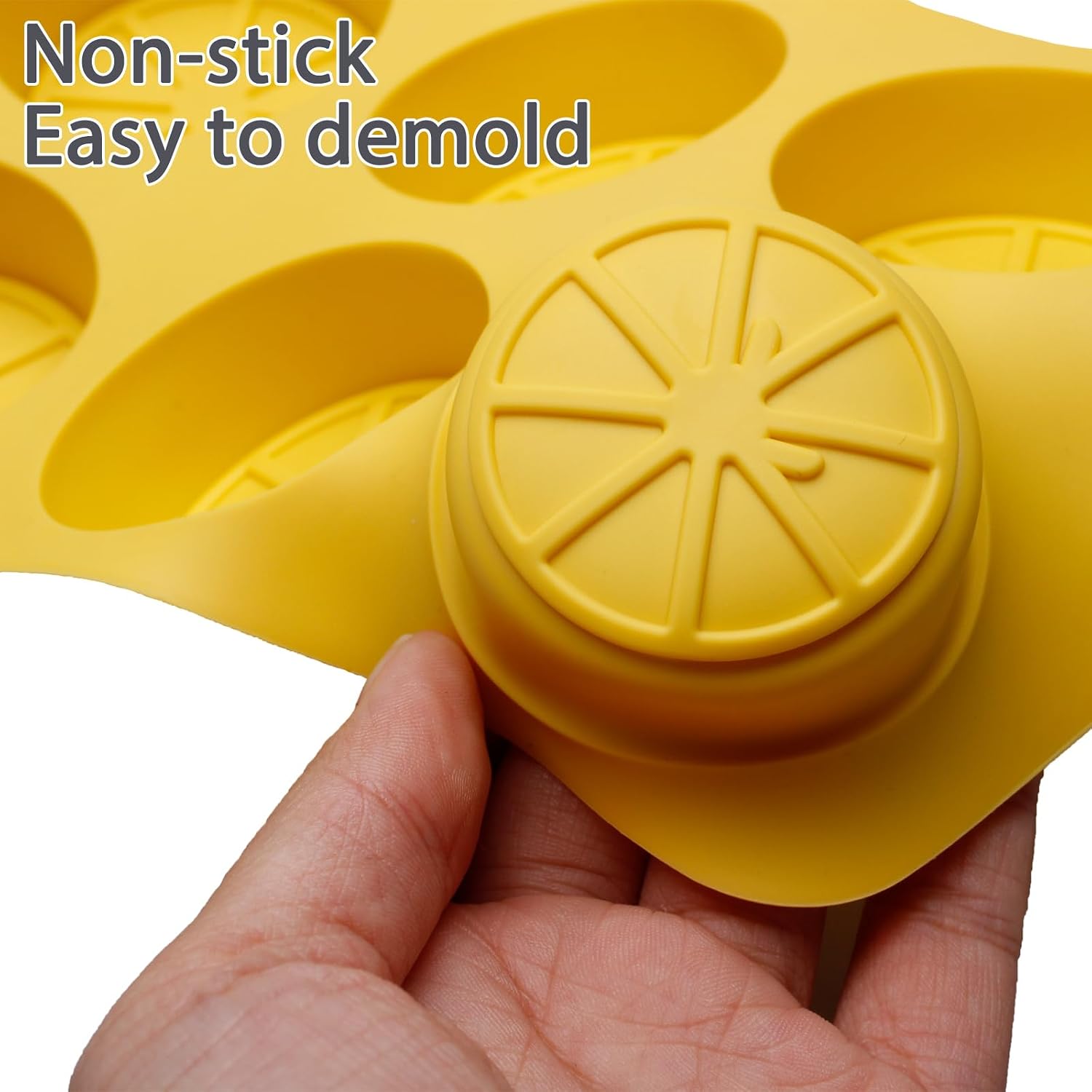 2PCS Silicone Lemon Ice Molds, 6-Cavity Fruit Lemon Shaped Chocolate Molds for Ice Cube, Candy, Jelly, Dessert, Cupcake and Cake Decoration