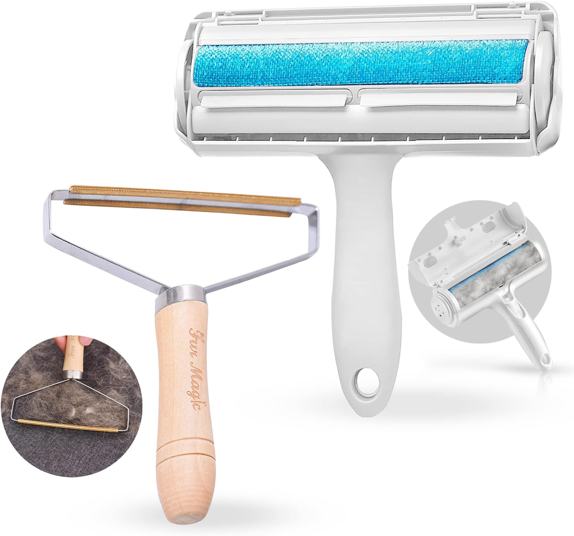 Pet Hair Remover Roller & Lint Remover Fuzz Shaver – Reusable Carpet Cleaner Lint Roller for Dogs, Cats, Rabbits, Hamsters – Safe and Easy to Use Upholstery Cleaner for Pets