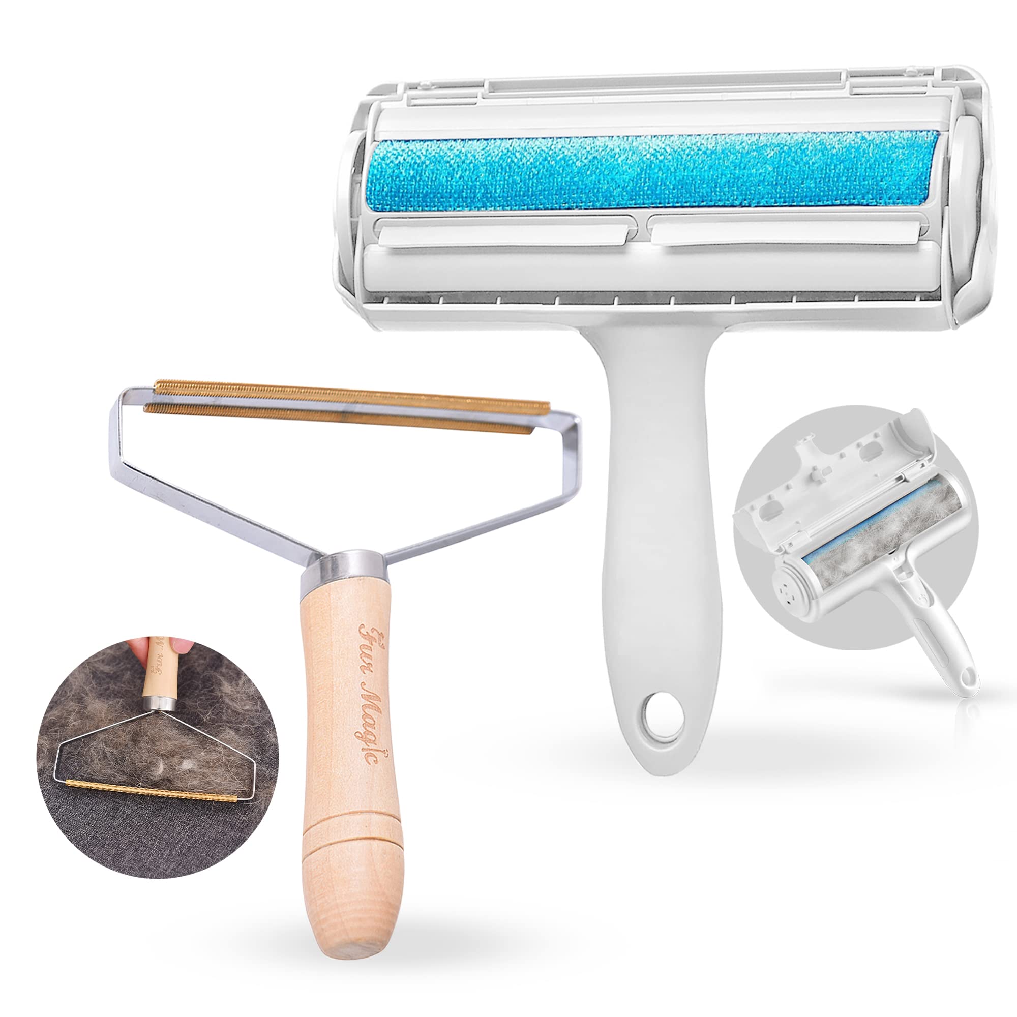 Fur Magic Pet Hair Remover Roller & Lint Remover Fuzz Shaver – Reusable Carpet Cleaner Lint Roller for Dogs, Cats, Rabbits, Hamsters – Safe and Easy to Use Upholstery Cleaner for Pets