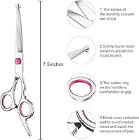 Vista 2 de Petsvv - Tijeras curvadas de aseo para perros de 7.5 pulgadas con puntas redondas de seguridad, peso ligero, tijeras profesionales de aseo