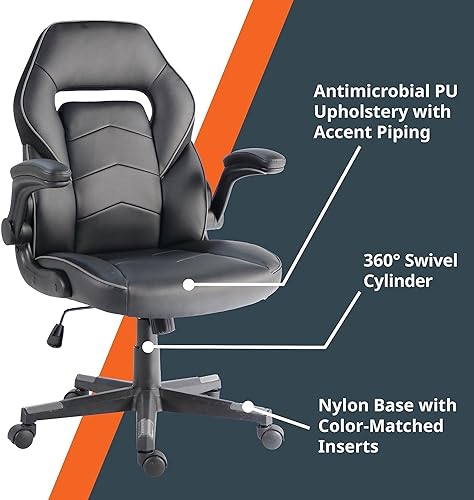 Miniatura 7 de SpawnSafe - Silla para videojuegos, altura ajustable, reposabrazos abatibles, giro de 360, negrogris