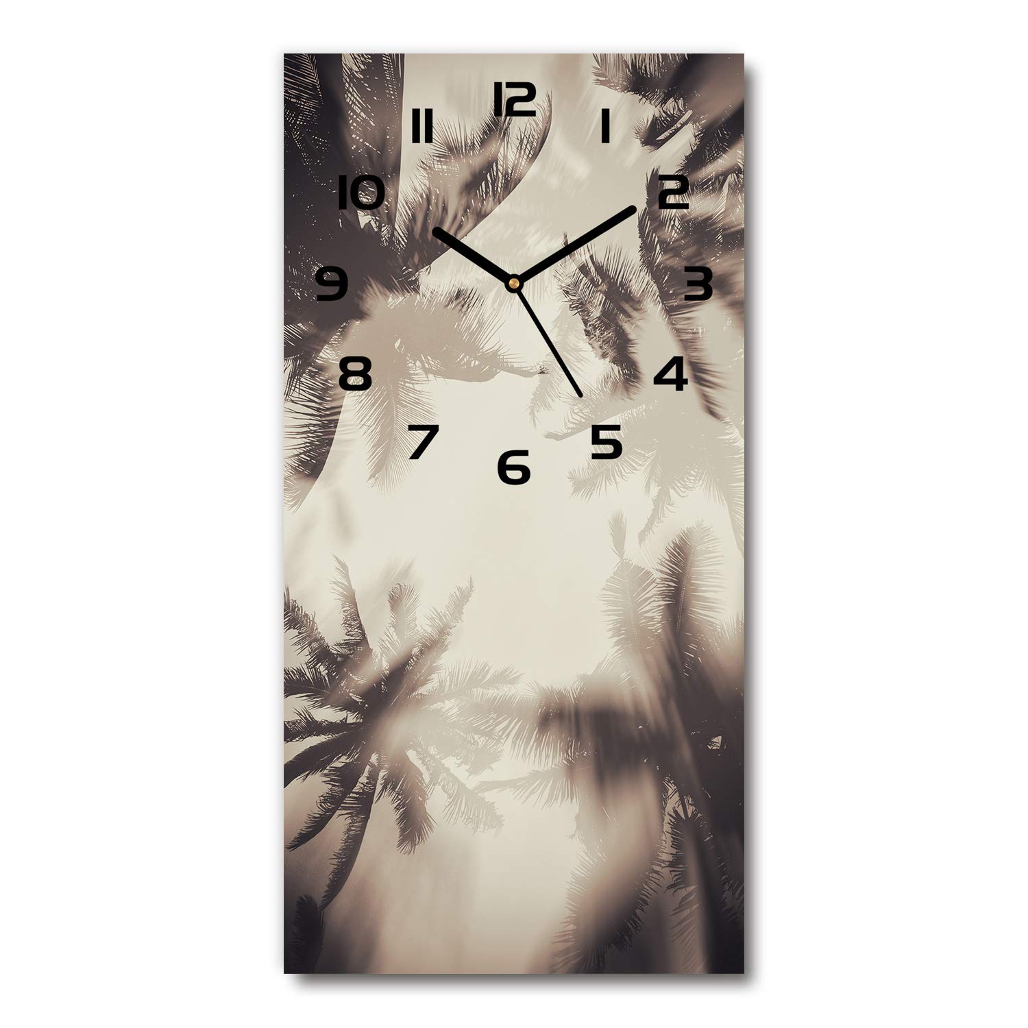 Horloge en verre 30x60cm Tulup Palmiers - Pendule silencieuse sur pied pour salon design