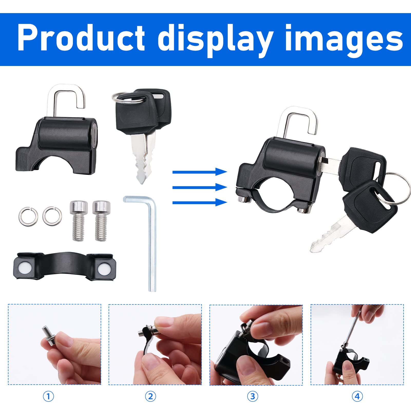 Helmet Lock Candado Para Casco De Motocicleta, Manillar De 22 Mm