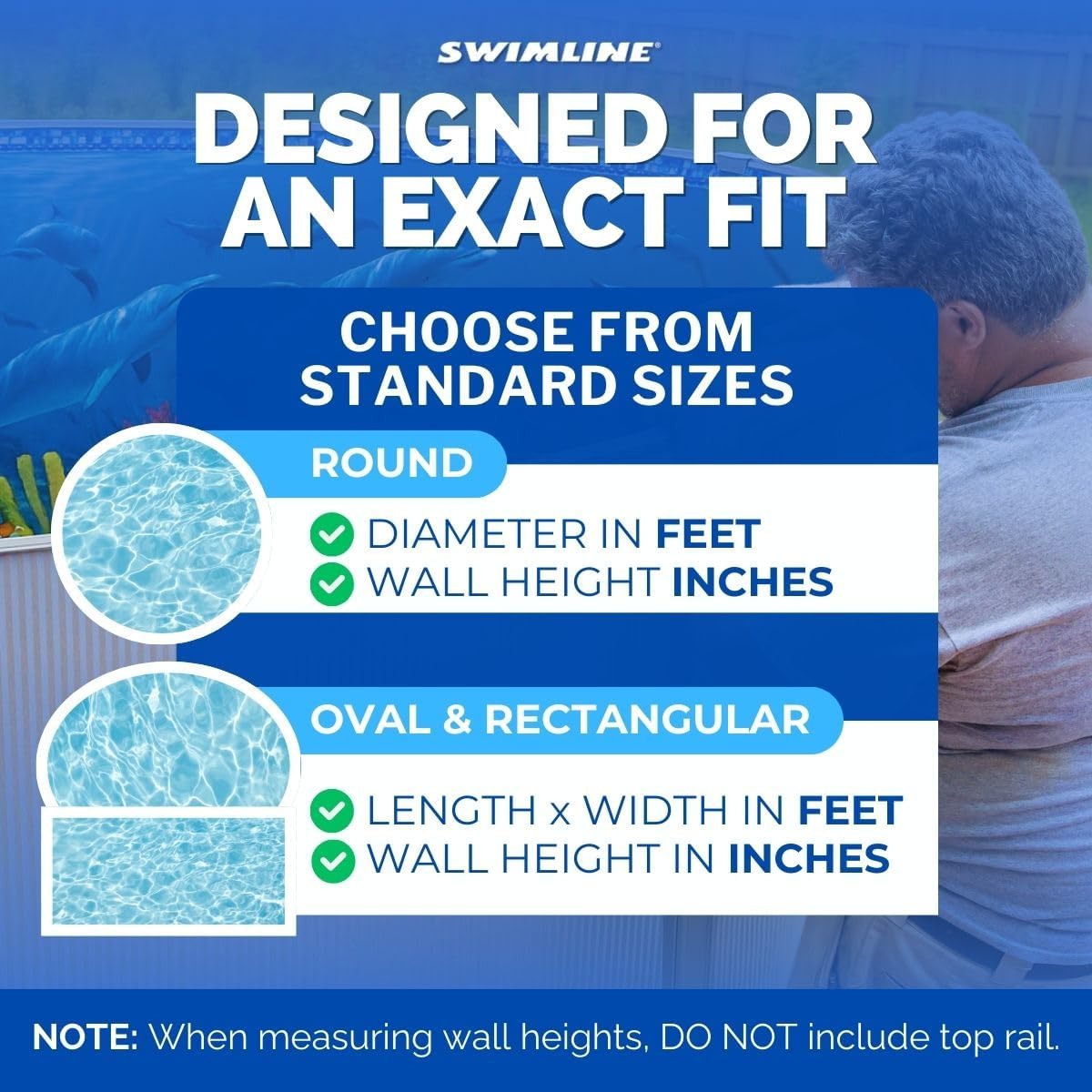 Swimline Overlap Pool Liner for Above Ground Pools, Dolphin, 15 x 30 (Oval), 48/52 Inch Wall, 25 Gauge