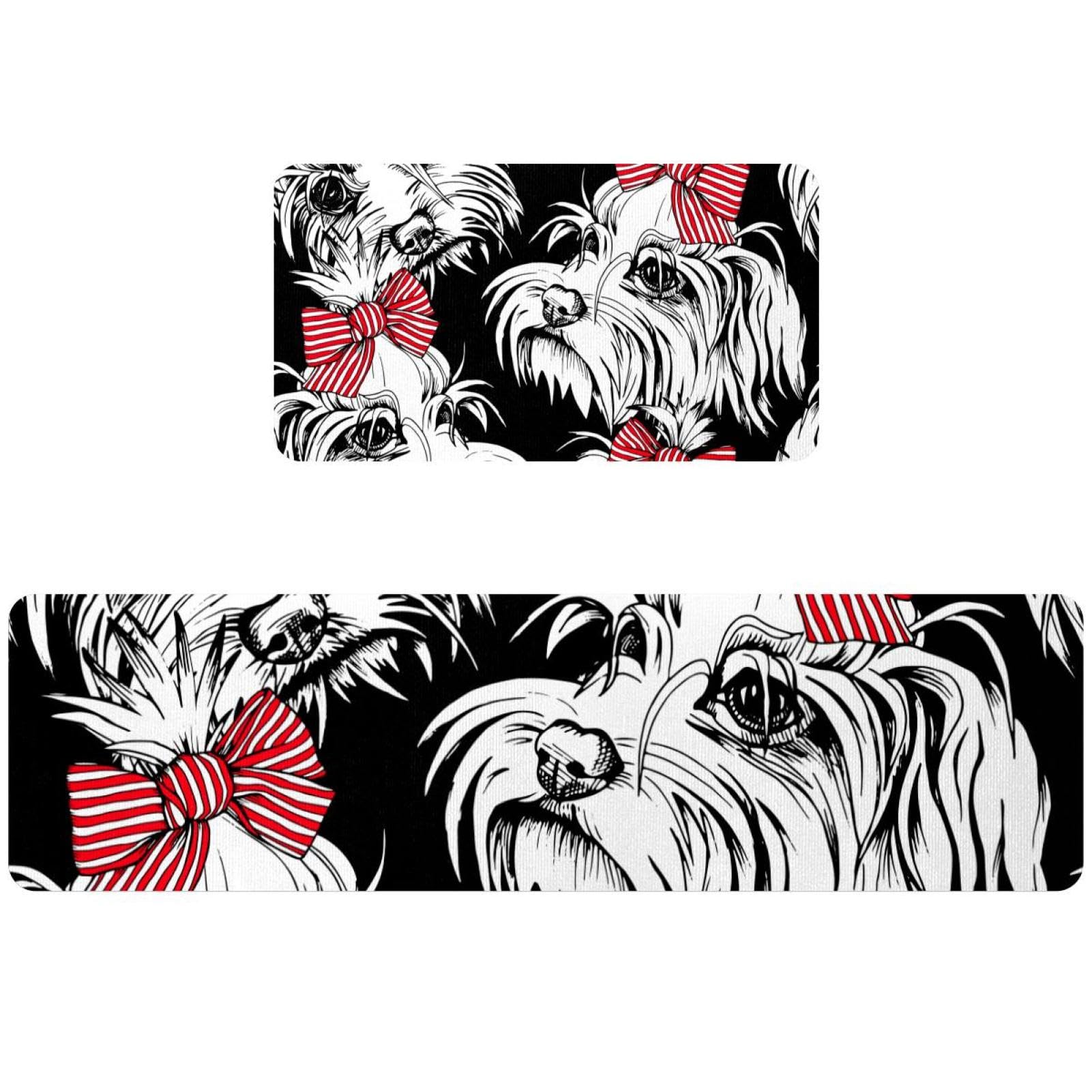 Lot de 2 tapis de cuisine chien maltais absorbants et lavables