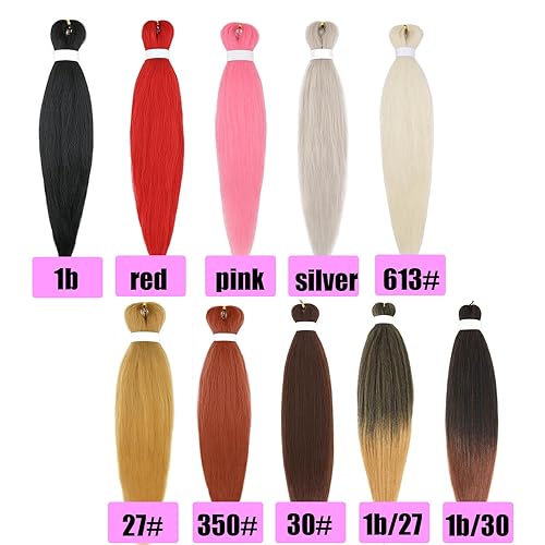 Miniatura 5 de Cabello trenzado rosa preestirado de 18 pulgadas, paquete de 2 extensiones de cabello trenzado largo liso Kanekalon trenzado suave Yaki sintético